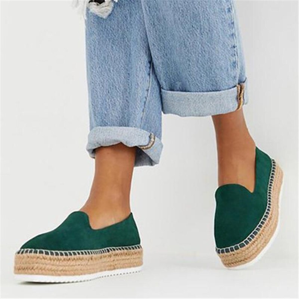 Asos Shoes NWT! Jenna Green Suede Espadrilles Platform Flats Size 6